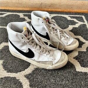 Nike White and Black High-Top Sneakers